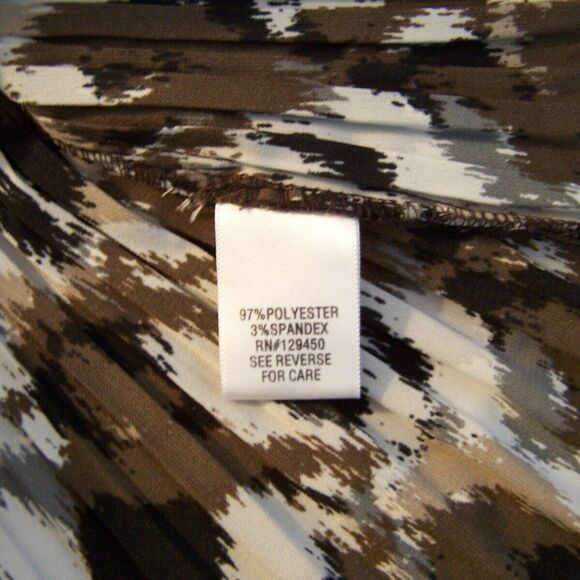 Apt. 9 Shirt Top Blouse PM Stretch Accordion Pleats Long Sleeves Brown Black - Picture 9 of 10